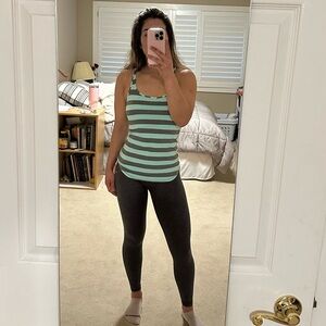 EUC Lululemon Striped Green and Gray Tank Top